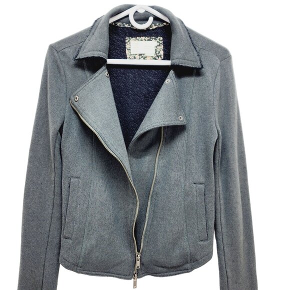 Anthropologie SATURDAY SUNDAY WOMEN'S FLEECE KNIT MOTORCYCLE JACKET green Size X - Picture 7 of 13